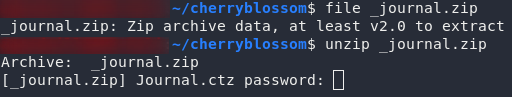 The zipfile needs a password before it will unzip