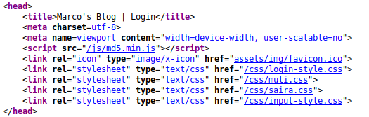 Image showing the header section of the login.php page